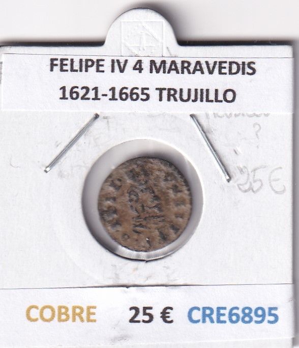 imagen-13-29650.jpg CRE6895 MONEDA ESPAÑA FELIPE IV 4 MARAVEDIS 1621-1665 TRUJILLO - Imagen 1
