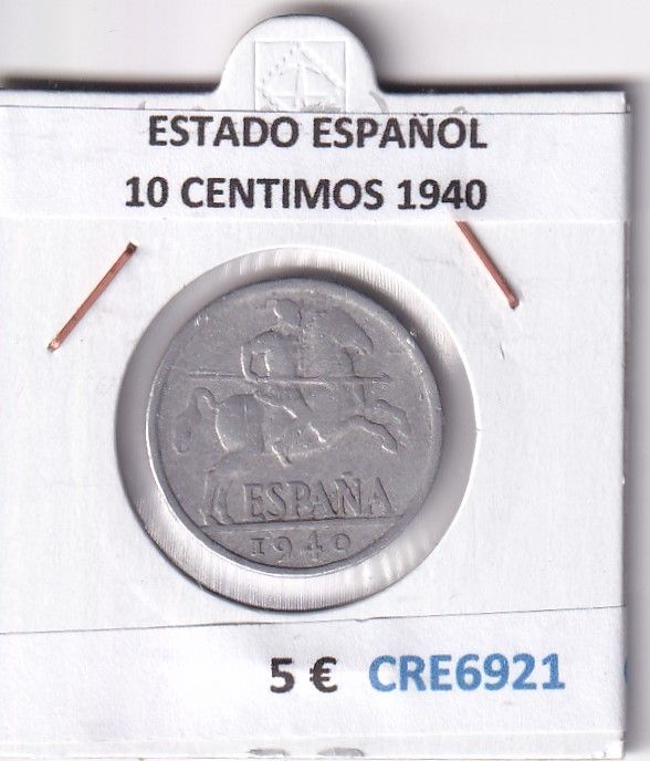 imagen-13-29676.jpg CRE6921 MONEDA ESPAÑA ESTADO ESPAÑOL 10 CENTIMOS 1940 - Imagen 1