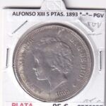 CRE6937 MONEDA ESPAÑA ALFONSO XIII 5 PESETAS 1893 *--*-- PGV PLATA
