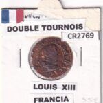 CR2769 MONEDA FRANCIA DOBLE TOURNOIS LUIS XIII 1613