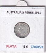 CR4059 MONEDA AUSTRALIA 3 PENDE 1951 PLATA