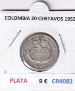 CR4082 MONEDA COLOMBIA 20 CENTAVOS 1953 PLATA