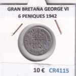 CR4115 MONEDA GRAN BRETAÑA GEORGE VI 6 PENIQUES 1942