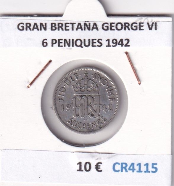imagen-13-29792.jpg CR4115 MONEDA GRAN BRETAÑA GEORGE VI 6 PENIQUES 1942 - Imagen 1