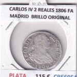 CRE6954 MONEDA ESPAÑA CARLOS IV 2 REALES 1806 FA MADRID PLATA BRILLO ORI