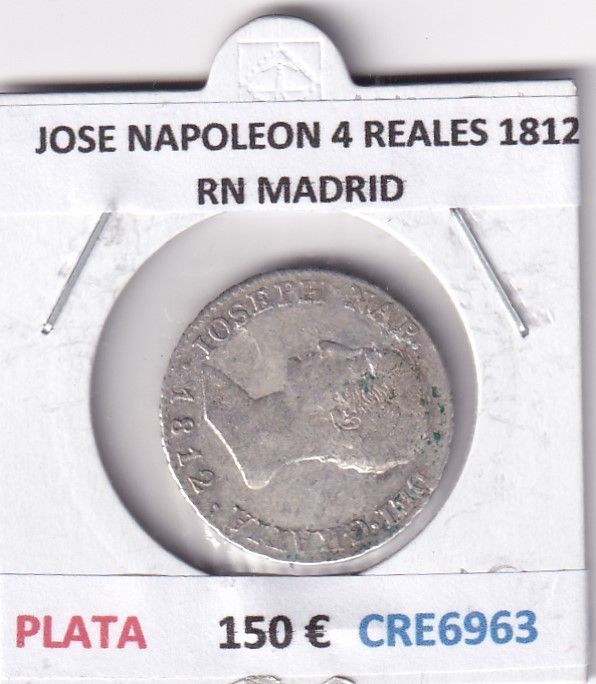 imagen-13-29832.jpg CRE6963 MONEDA ESPAÑA JOSE I 4 REALES 1812 RN MADRID PLATA - Imagen 1