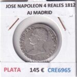CRE6965 MONEDA ESPAÑA JOSE I 4 REALES 1812 AJ MADRID PLATA