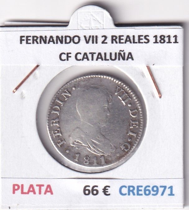 imagen-13-29840.jpg CRE6971 MONEDA ESPAÑA FERNANDO VII 2 REALES 1811 CF CATALUÑA PLATA - Imagen 1