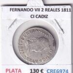 CRE6974 MONEDA ESPAÑA FERNANDO VII 2 REALES 1811 CI CADIZ PLATA