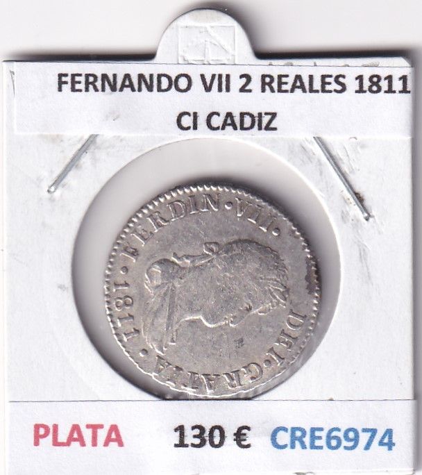 imagen-13-29843.jpg CRE6974 MONEDA ESPAÑA FERNANDO VII 2 REALES 1811 CI CADIZ PLATA - Imagen 1