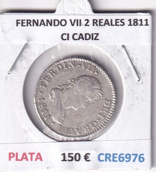 imagen-13-29845.jpg CRE6976 MONEDA ESPAÑA FERNANDO VII 2 REALES 1811 CI CADIZ PLATA - Imagen 1