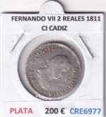 CRE6977 MONEDA ESPAÑA FERNANDO VII 2 REALES 1811 CI CADIZ PLATA