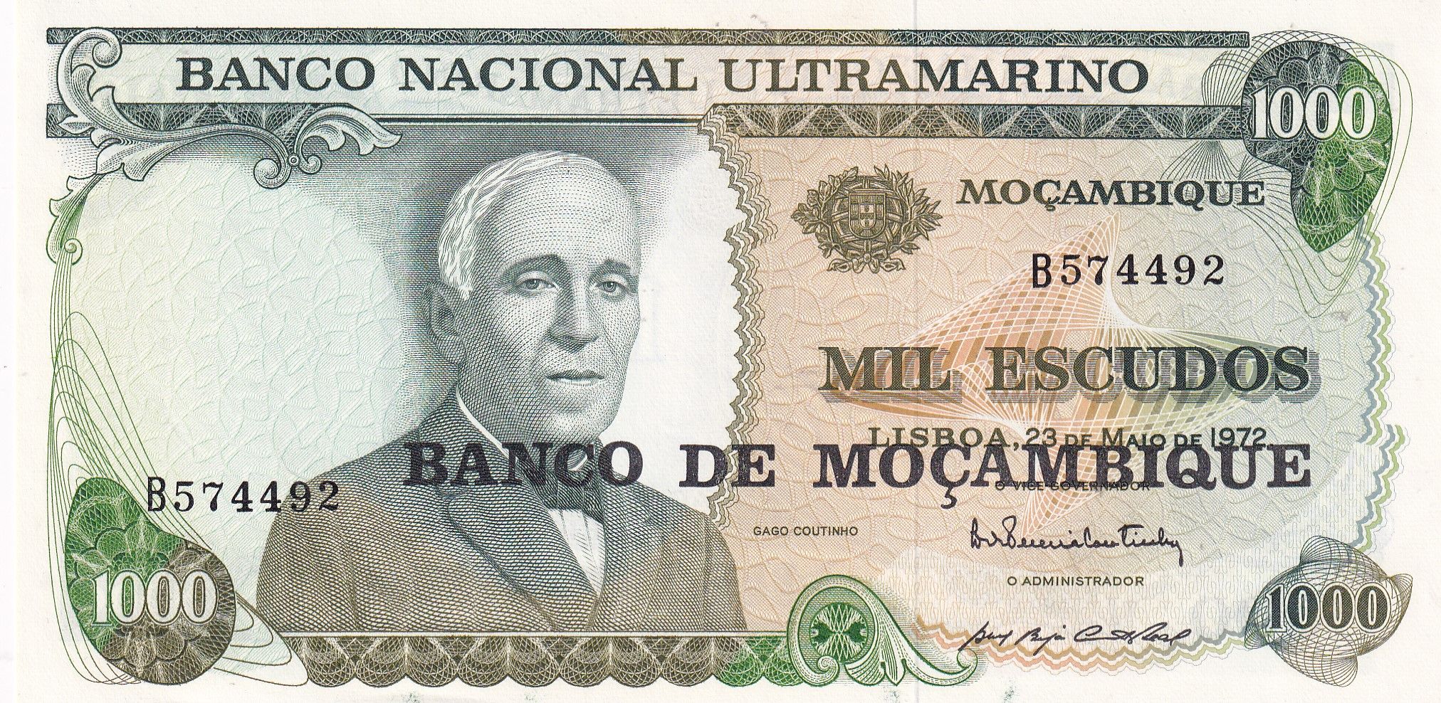 imagen-13-29928.jpg CRBX2107 BILLETE MOZAMBIQUE 1000 ESCUDOS 1972 SERIE B SIN CIRCULAR - Imagen 1