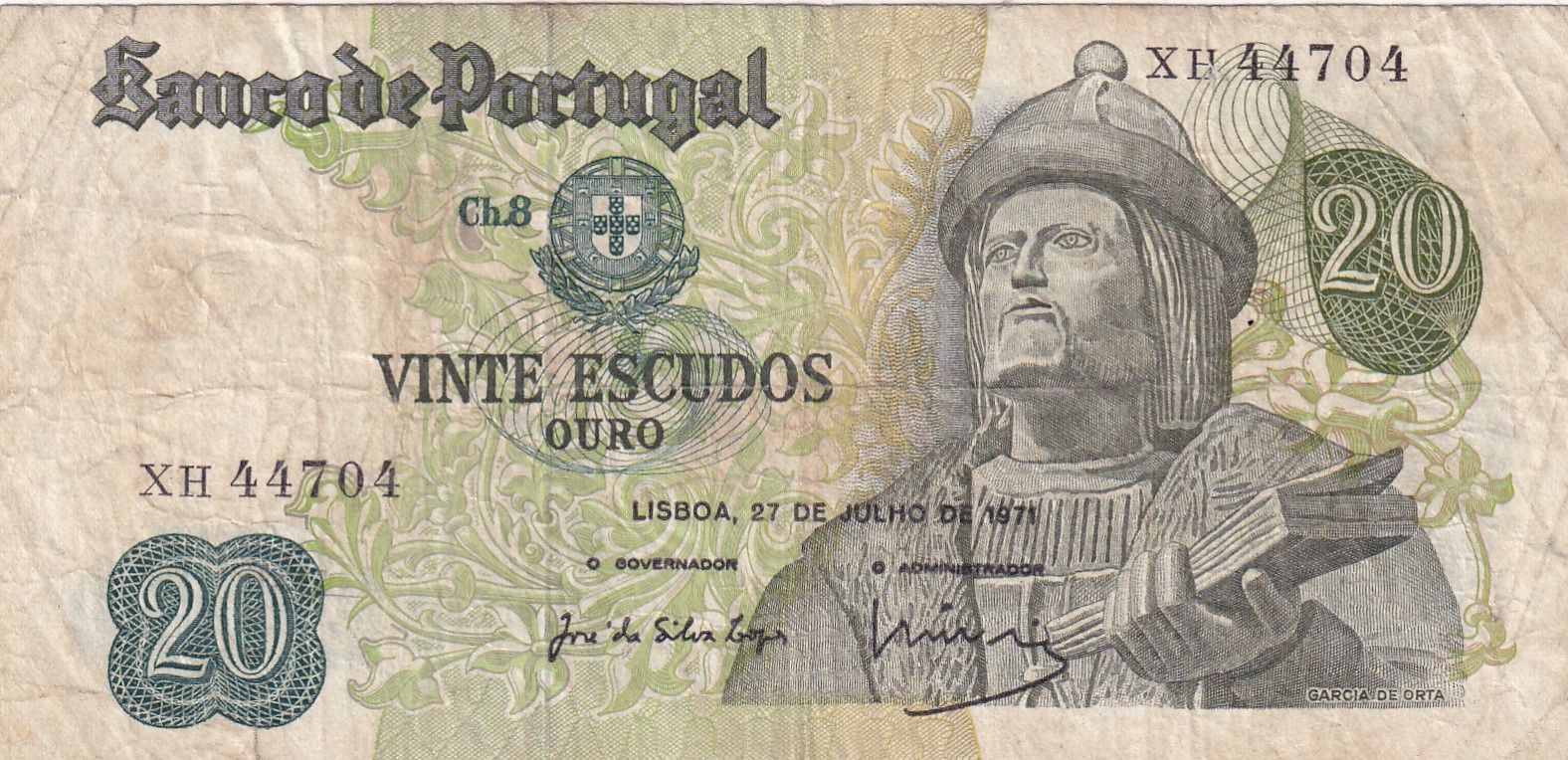 imagen-13-30024.jpg CRBX2188 BILLETE PORTUGAL 20 ESCUDOS 1971 BC - Imagen 1