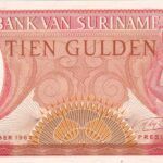 CRBX2300 BILLETE SURINAME 10 GULDEN 1963 SIN CIRCULAR