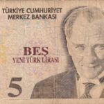 CRBX2309 BILLETE TURQUIA 5 LIRAS 2005 USADO