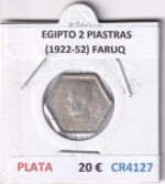 CR4127 MONEDA EGIPTO 2 PIASTRAS (1922-52) FARUQ PLATA