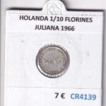 CR4139 MONEDA PAISES BAJOS 1/10 FLORINES JULIANA 1966