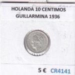 CR4141 MONEDA PAISES BAJOS 10 CENTIMOS GUILLARMINA 1936