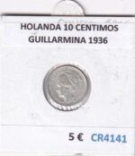 CR4141 MONEDA PAISES BAJOS 10 CENTIMOS GUILLARMINA 1936