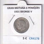 CR4178 MONEDA GRAN BRETAÑA 6 PENIQUES 1921 GEORGE V