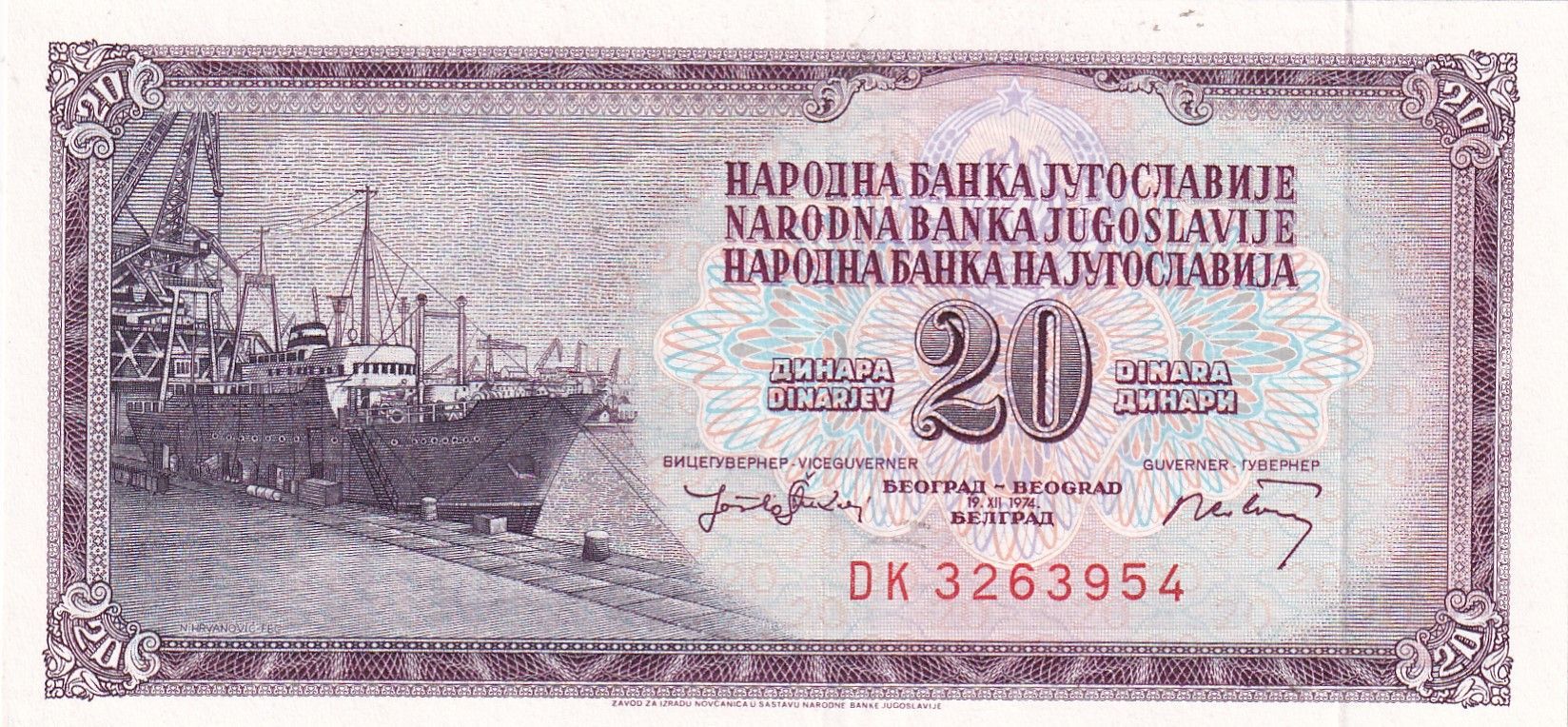 imagen-13-30301.jpg CRBX2402 BILLETE YUGOSLAVIA 20 DINARAS 1974 SIN CIRCULAR - Imagen 1