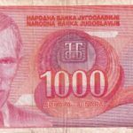 CRBX2411 BILLETE YUGOSLAVIA 1000 DINARAS 1992 USADO