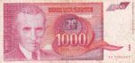 CRBX2411 BILLETE YUGOSLAVIA 1000 DINARAS 1992 USADO