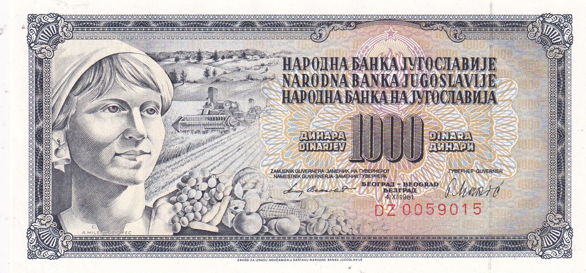imagen-13-30311.jpg CRBX2412 BILLETE YUGOSLAVIA 1000 DINARAS 1981 SIN CIRCULAR - Imagen 1
