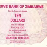 CRBX2438 BILLETE ZIMBABWE 10 DOLAR 2007 SIN CIRCULAR