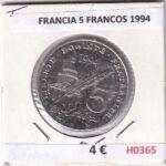 H0365 MONEDA FRANCIA 5 FRANCOS 1994