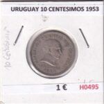 H0495 MONEDA URUGUAY 10 CENTESIMOS 1953