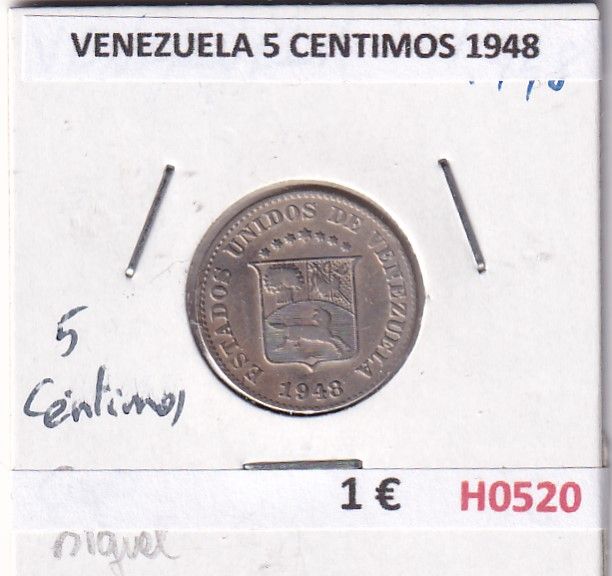 imagen-13-30630.jpg H0520 MONEDA VENEZUELA 5 CENTIMOS 1948 CU-NI - Imagen 1