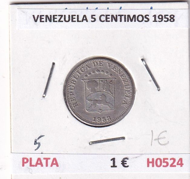 imagen-13-30634.jpg H0524 MONEDA VENEZUELA 5 CENTIMOS 1958 PLATA - Imagen 1
