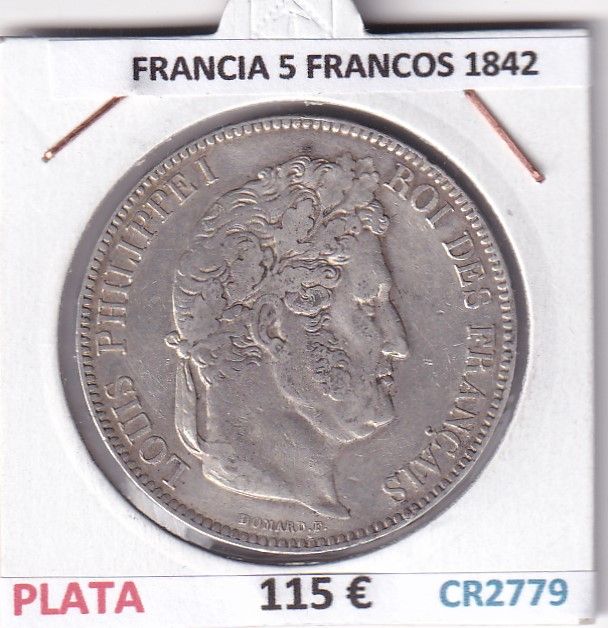 imagen-13-30657.jpg CR2779 MONEDA FRANCIA 5 FRANCOS 1842 EBC PLATA VER FOTOS - Imagen 1