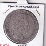 CR2780 MONEDA FRANCIA 5 FRANCOS 1834 MBC+ PLATA VER FOTOS