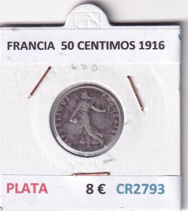 imagen-13-30671.jpg CR2793 MONEDA FRANCIA 50 CENTIMOS 1916 PLATA - Imagen 1