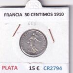 CR2794 MONEDA FRANCIA  50 CENTIMOS 1910 PLATA