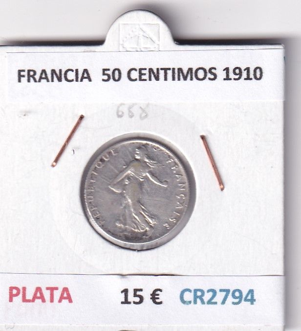 imagen-13-30672.jpg CR2794 MONEDA FRANCIA 50 CENTIMOS 1910 PLATA - Imagen 1