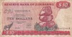 CRBX2492 BILLETE ZIMBABWE 10 DOLARES 1994 USADO