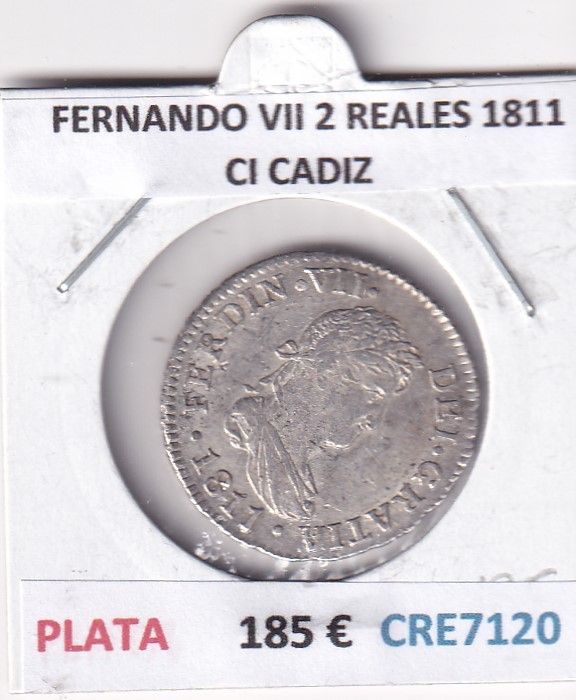 imagen-13-30984.jpg CRE7120 MONEDA ESPAÑA FERNANDO VII 2 REALES 1811 CI CADIZ BO PLATA - Imagen 1