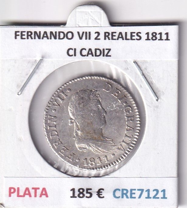 imagen-13-30985.jpg CRE7121 MONEDA ESPAÑA FERNANDO VII 2 REALES 1811 CI CADIZ BO PLATA - Imagen 1