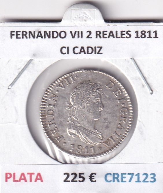 imagen-13-30987.jpg CRE7123 MONEDA ESPAÑA FERNANDO VII 2 REALES 1811 CI CADIZ BO PLATA - Imagen 1