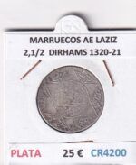 CR4200 MONEDA MARRUECOS ABD AL-AZIZ 2,1/2  DIRHAMS 1320-21 PLATA