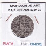 CR4201 MONEDA MARRUECOS ABD AL-AZIZ 2,1/2  DIRHAMS 1320-21 PLATA