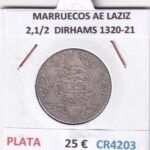 CR4203 MONEDA MARRUECOS ABD AL-AZIZ 2,1/2  DIRHAMS 1320-21 PLATA