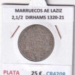 CR4208 MONEDA MARRUECOS ABD AL-AZIZ 2,1/2  DIRHAMS 1320-21 PLATA