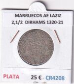 CR4208 MONEDA MARRUECOS ABD AL-AZIZ 2,1/2  DIRHAMS 1320-21 PLATA