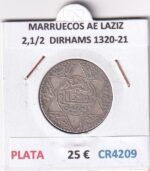 CR4209 MONEDA MARRUECOS ABD AL-AZIZ 2,1/2  DIRHAMS 1320-21 PLATA