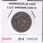 CR4210 MONEDA MARRUECOS ABD AL-AZIZ 2,1/2  DIRHAMS 1320-21 PLATA